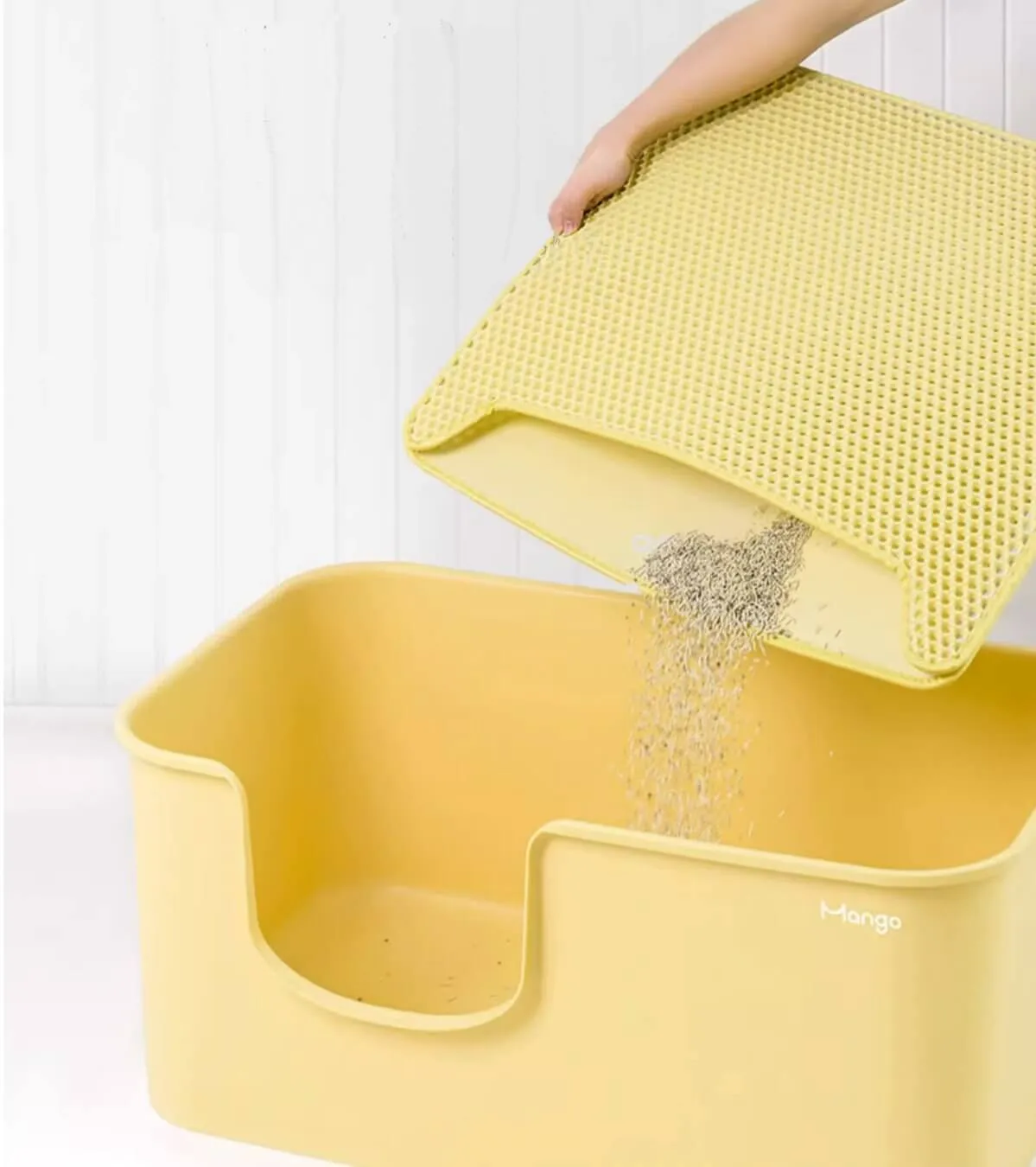 Macaron Cream Large High-quality Cat Litter Box with Litter Mat Fully Open Thicken Durable Toilet