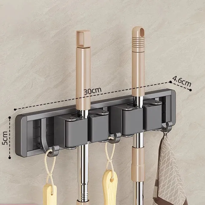 Mop and Broom Organizer Mop Holder Rack Mop Holder Wall Mounted Strong Broom Mop Holder Self With 5 Hooks Organizers Hang Broom