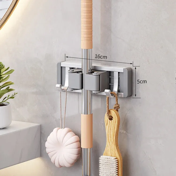 Mop and Broom Organizer Mop Holder Rack Mop Holder Wall Mounted Strong Broom Mop Holder Self With 5 Hooks Organizers Hang Broom