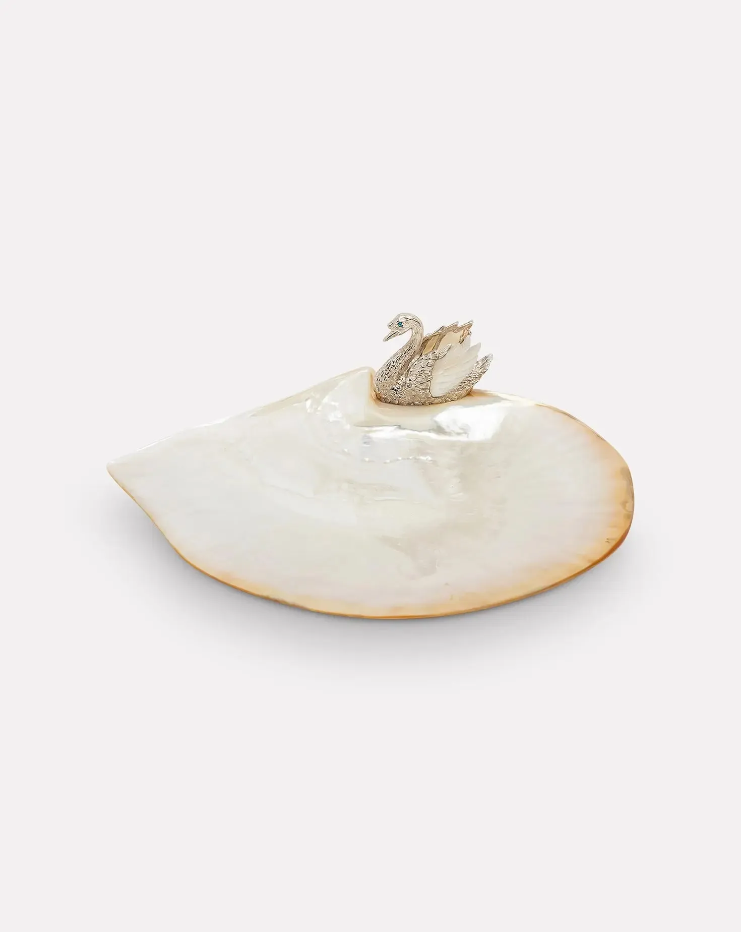 Mother Of Pearl Silver Swan & Shell Wings Plate