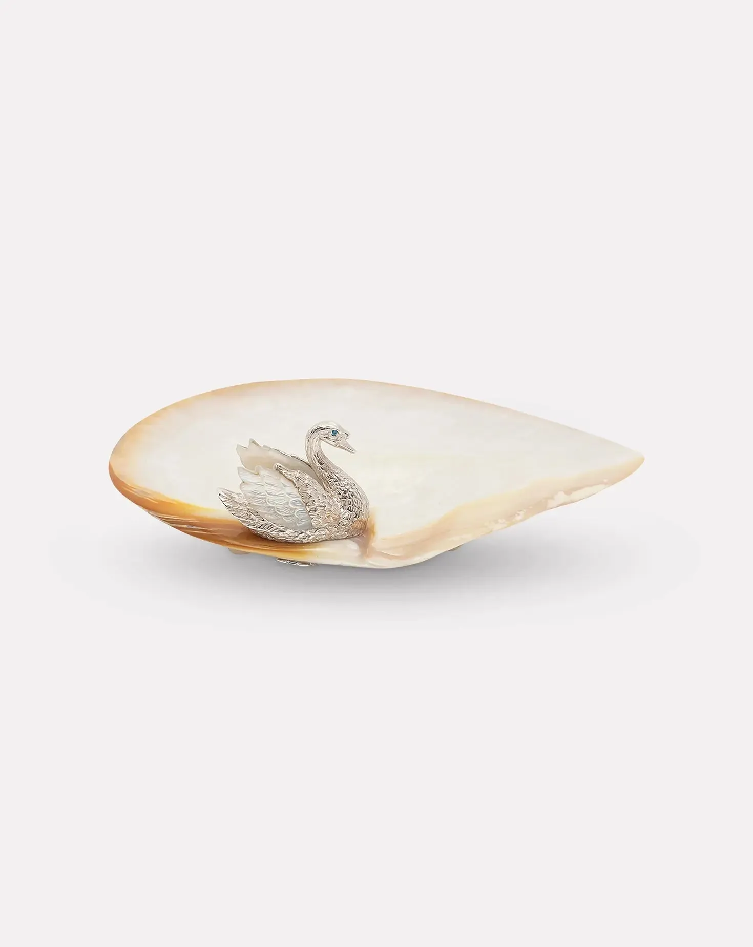 Mother Of Pearl Silver Swan & Shell Wings Plate