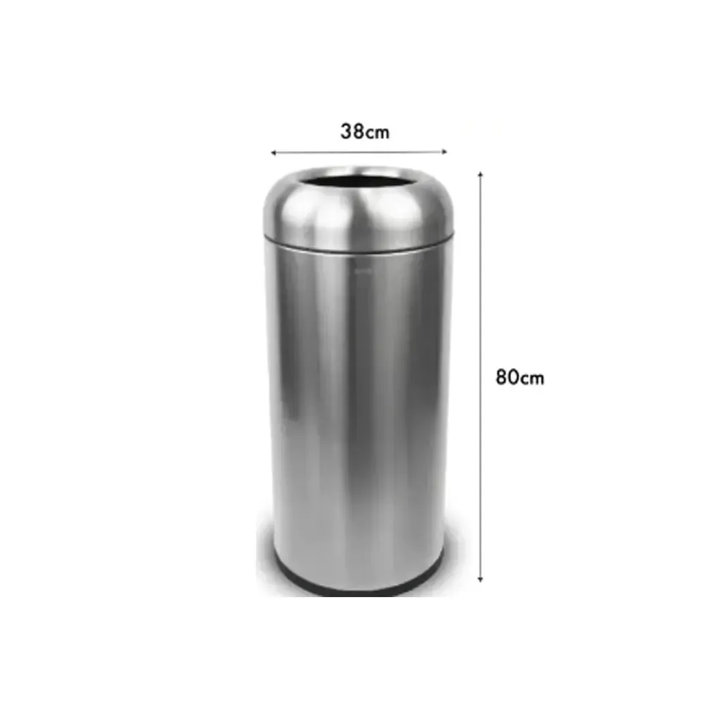 OTP1 Dustbin | 65L | Silver, Black | Lobby Bin | Open Top Bin | Lobby Bin | Waste Bin | Outdoor Bin