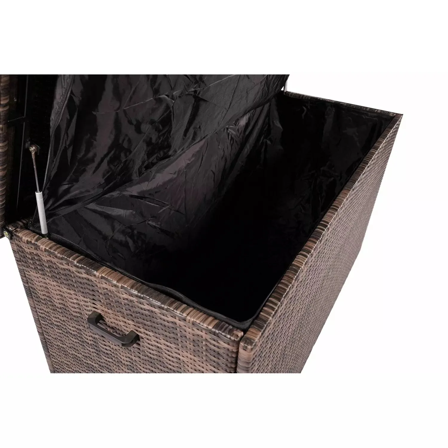 Patio Brown Wicker Storage Bin in Steel Frame