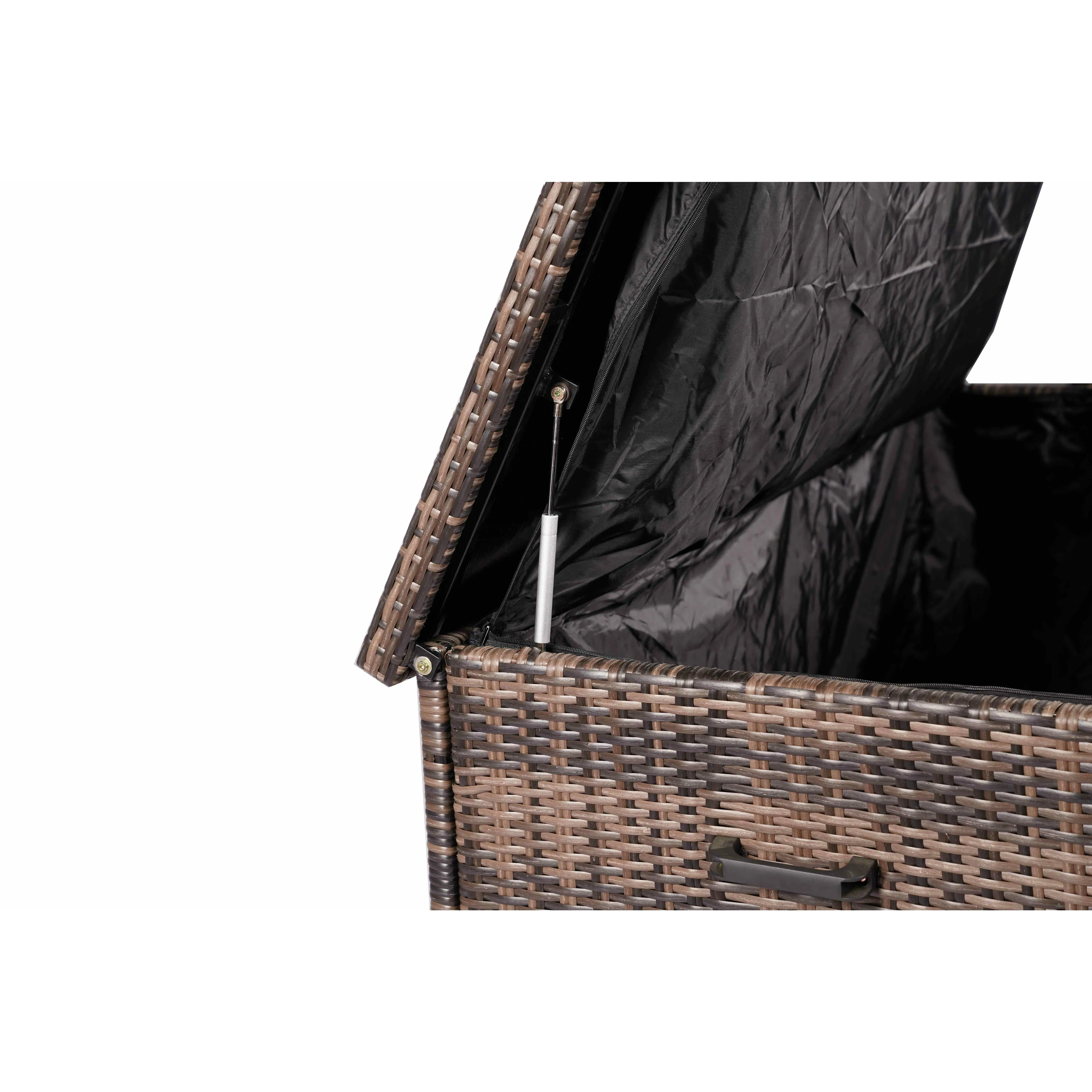 Patio Brown Wicker Storage Bin in Steel Frame