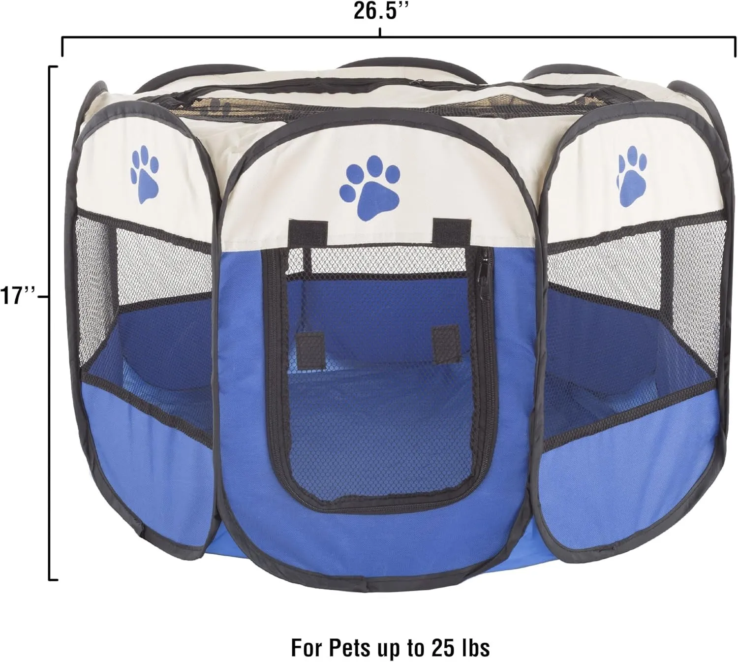 Pop-Up Pet Playpen - 26-Inch Indoor and Outdoor Dog Kennel with Carrying Bag - Portable Pet Enclosure for Dogs and Small Animals by  (Blue)