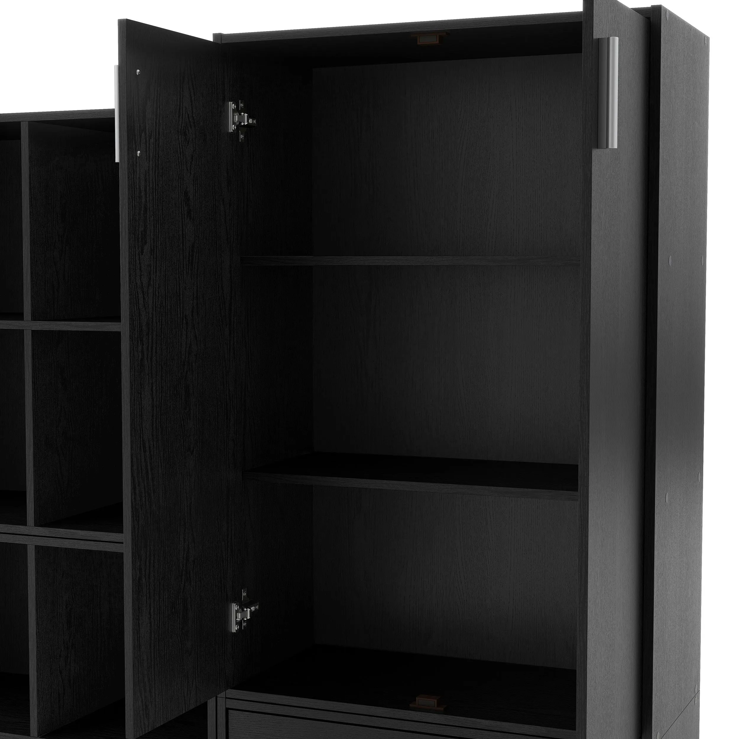 Quincy 35.2 in. Tall Stackable Engineered Wood 3-Shelf Modern Modular Cabinet Bookcase with 2-Doors