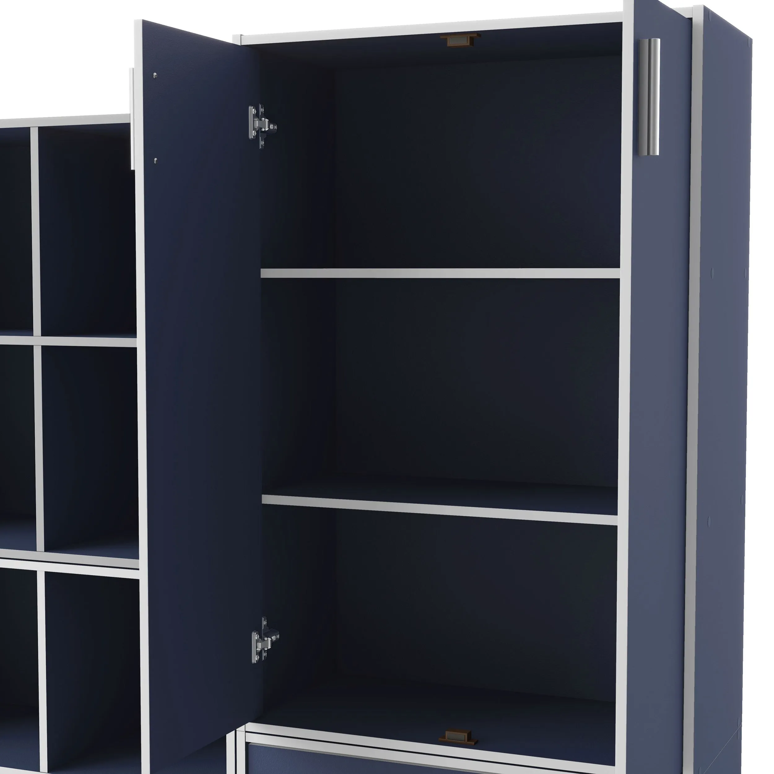 Quincy 35.2 in. Tall Stackable Engineered Wood 3-Shelf Modern Modular Cabinet Bookcase with 2-Doors