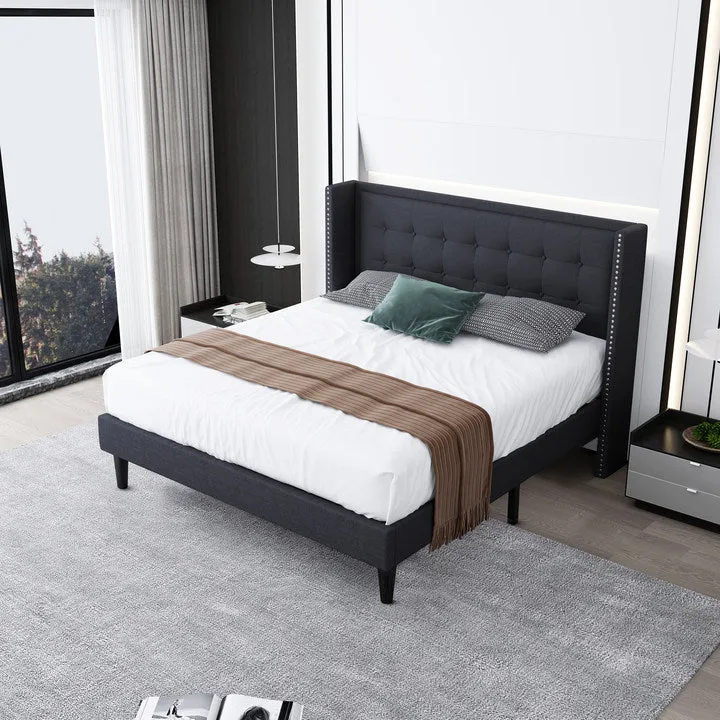 Renzo Full Size Platform Bed Frame - Dark Gray