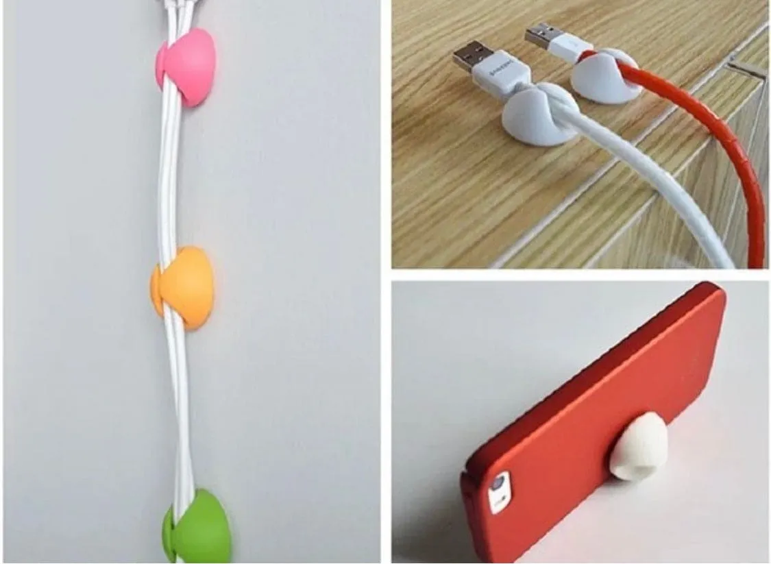 Round Cable Holder, Cute Cable Clips For Desktop, Silicon Wire Retention Clips, Power Cord Winder