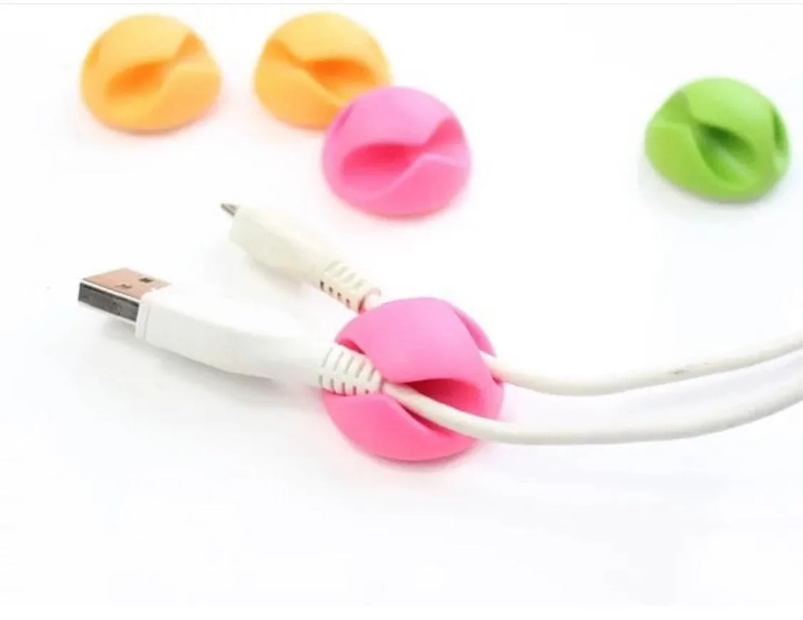 Round Cable Holder, Cute Cable Clips For Desktop, Silicon Wire Retention Clips, Power Cord Winder