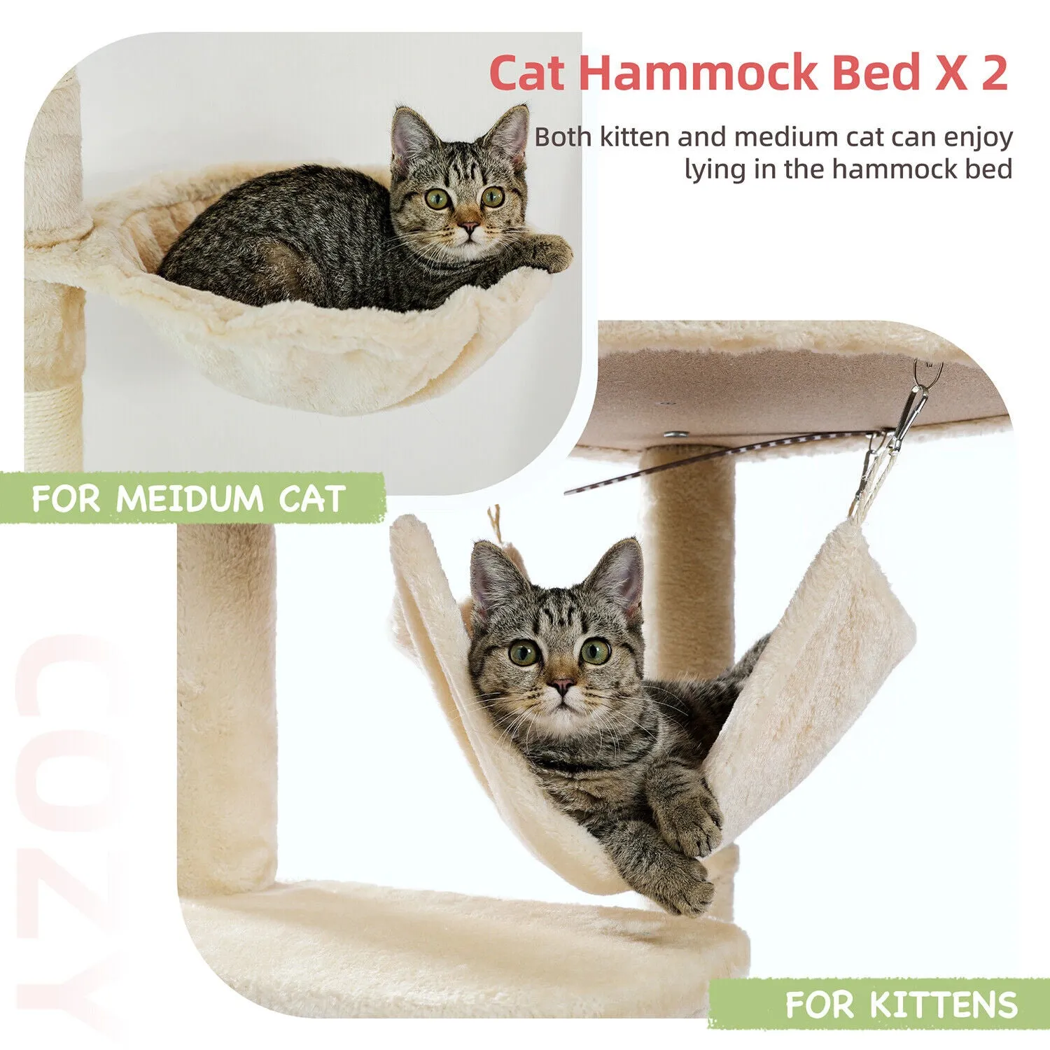 Scratching Post Floor to Ceiling Height Adjustable Cat Tree/Tower