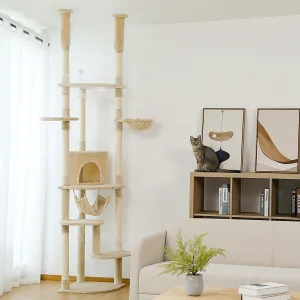 Scratching Post Floor to Ceiling Height Adjustable Cat Tree/Tower