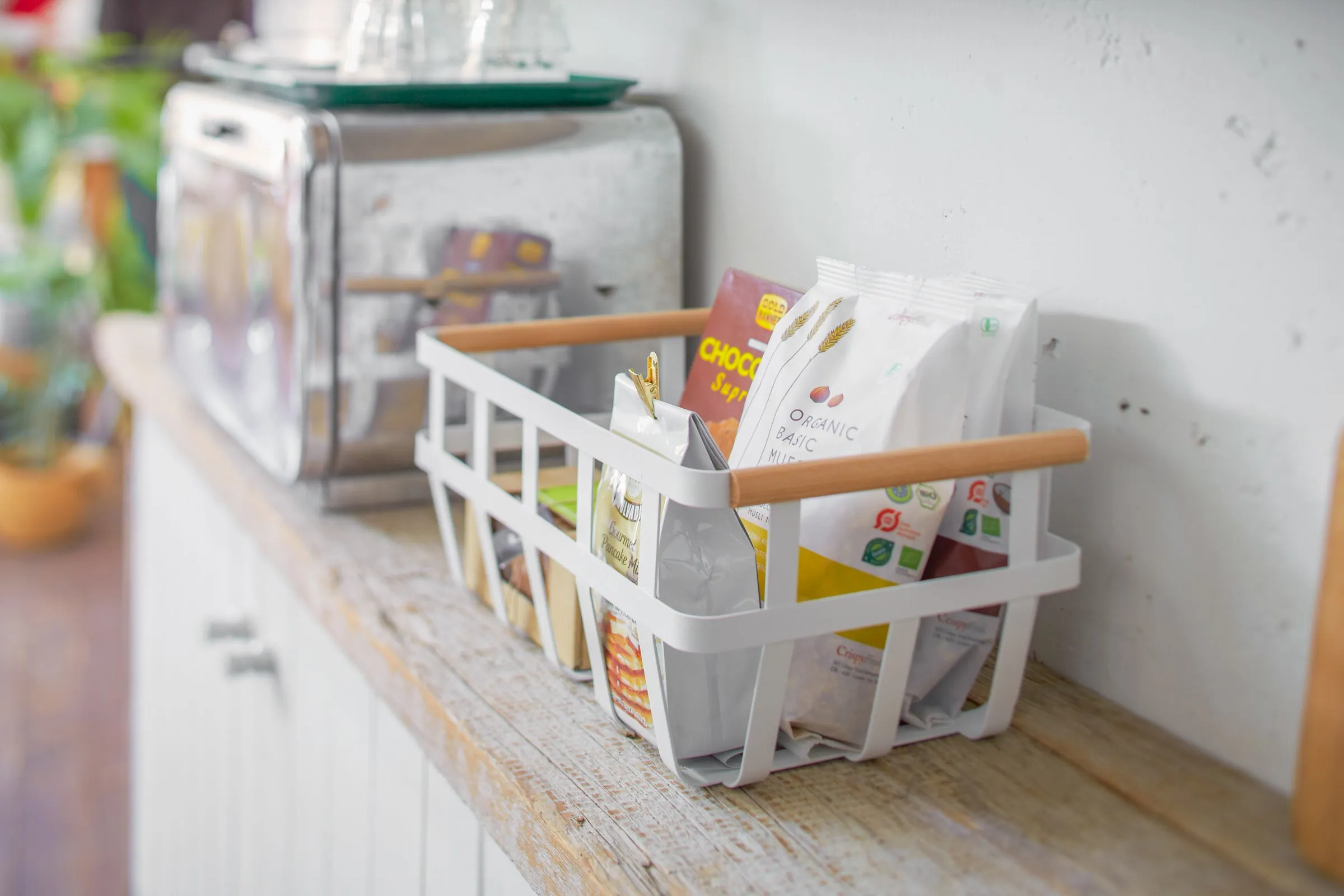 Storage Basket - Two Sizes - Steel   Wood