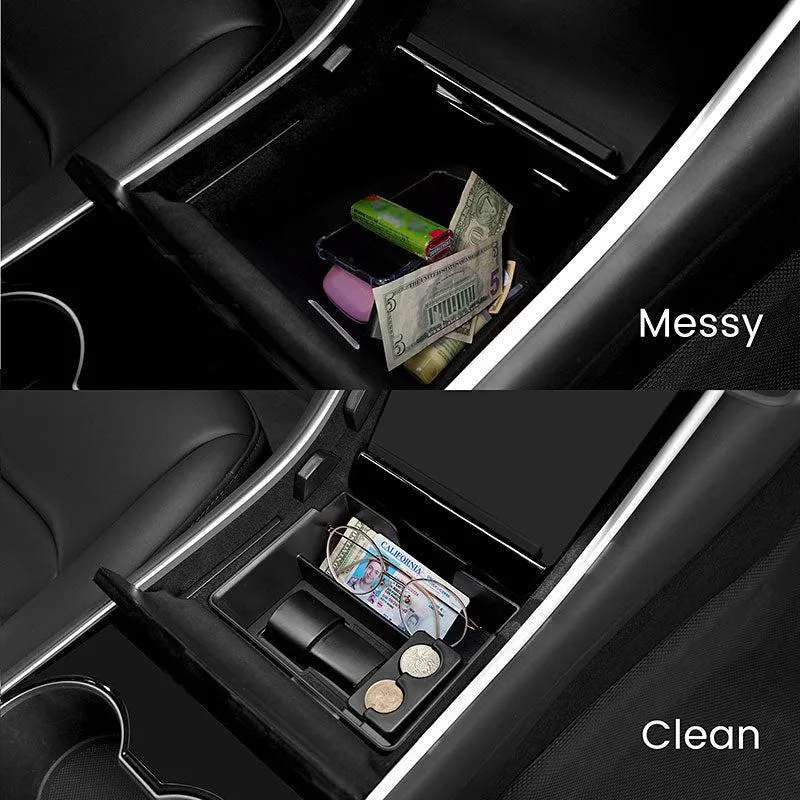 TAPTES Center Console Tray for Tesla Model 3 w/ J1772 Adapter Slot   Eyeglass Slot  Coin Slot