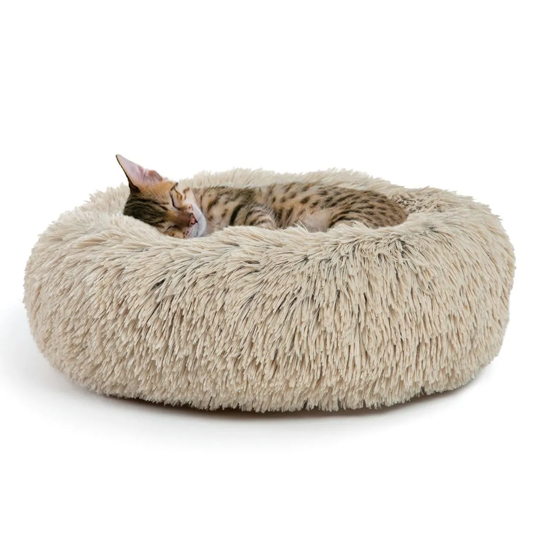 The Original Calming Donut Dog Bed in Shag Fur - 17"x17"