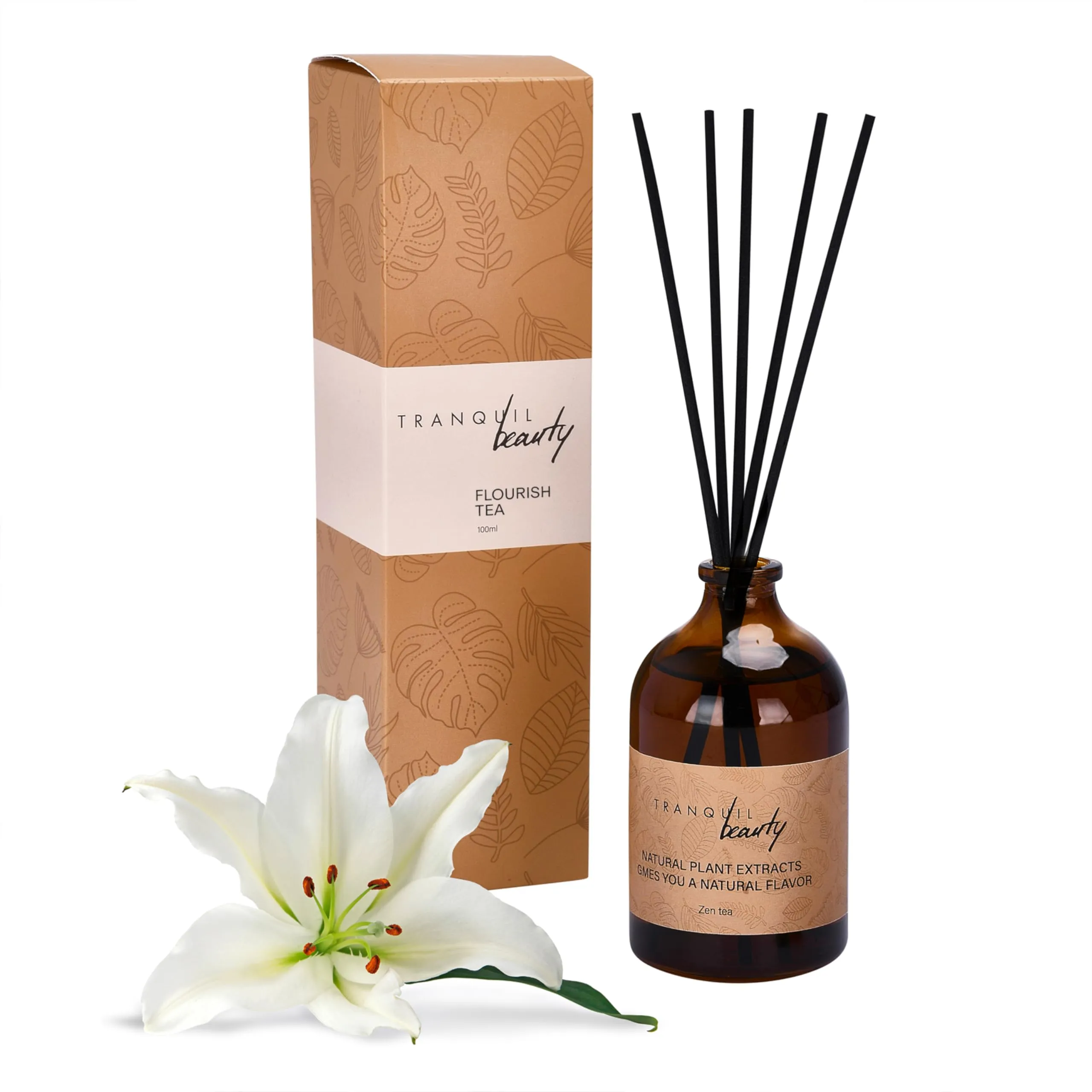 Tranquil Beauty Reed Diffuser Sticks With Wooden Lid - Interior Scent Sticks