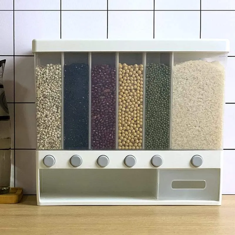 Wall Mounted Divided Rice and Cereal Dispenser