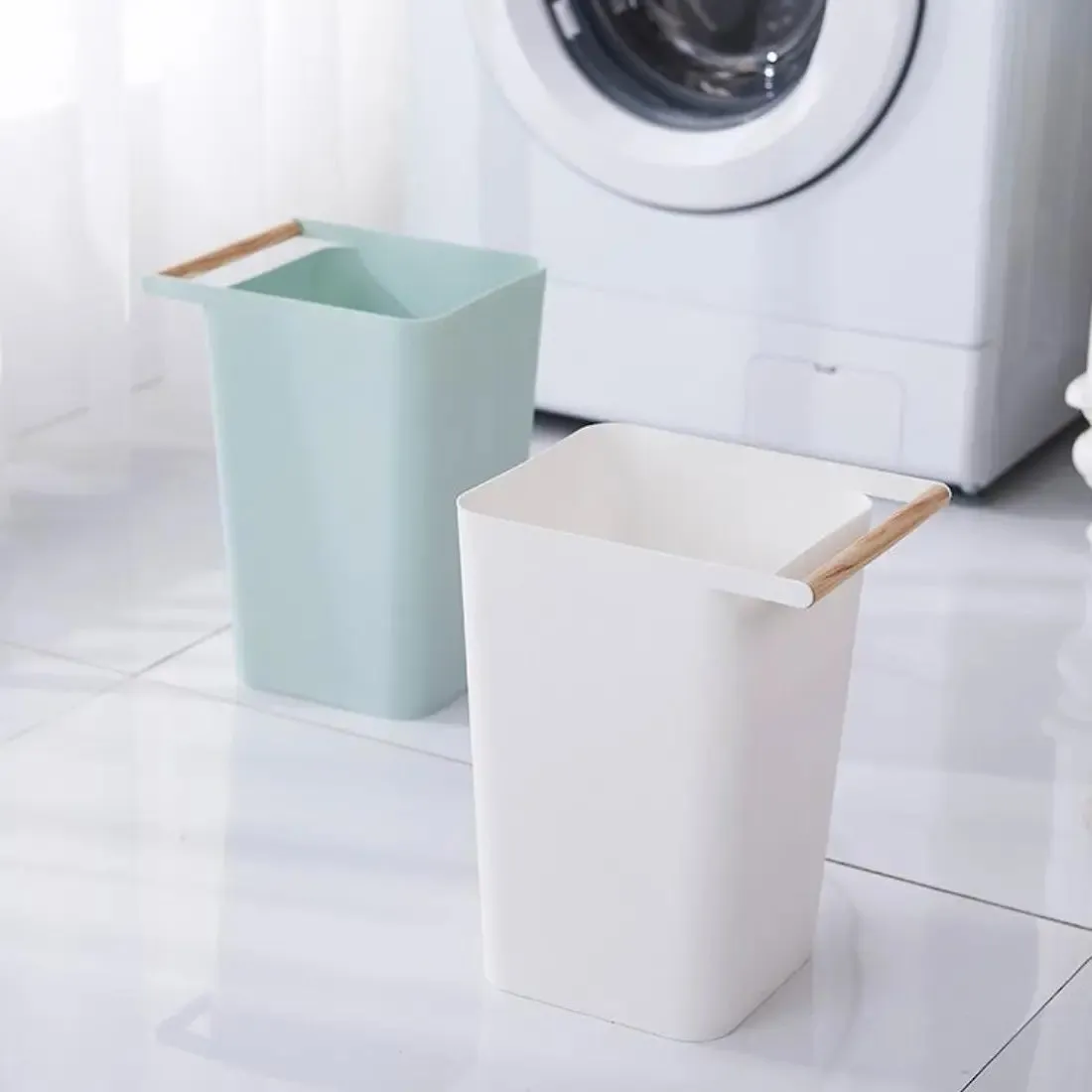 Wooden Handle Dustbin | 12L | Multiple Colours | Trash Bin | Waste Bin | Dustbin for Kitchen | Bin